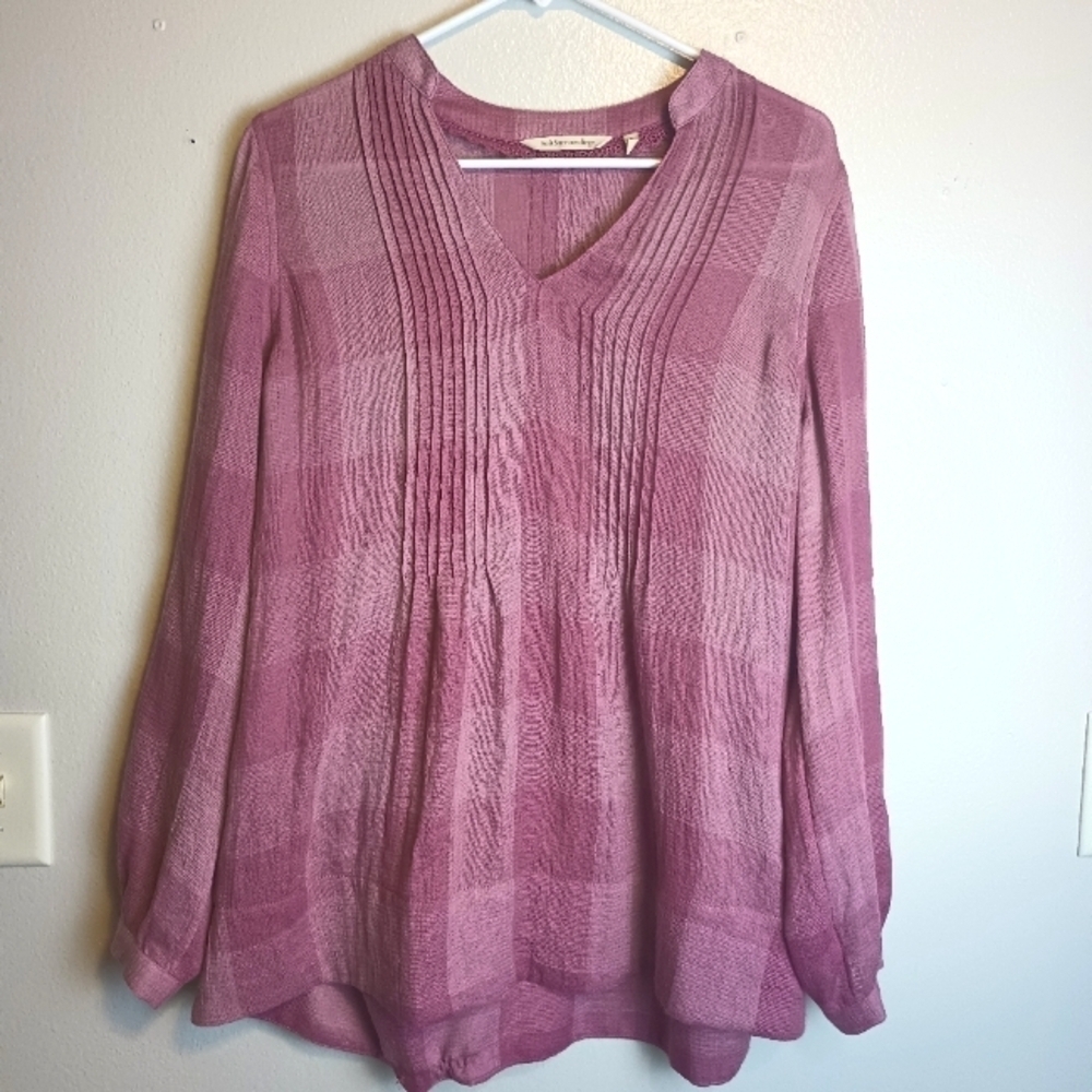 Soft Surroundings Pleated Plaid Top Medium